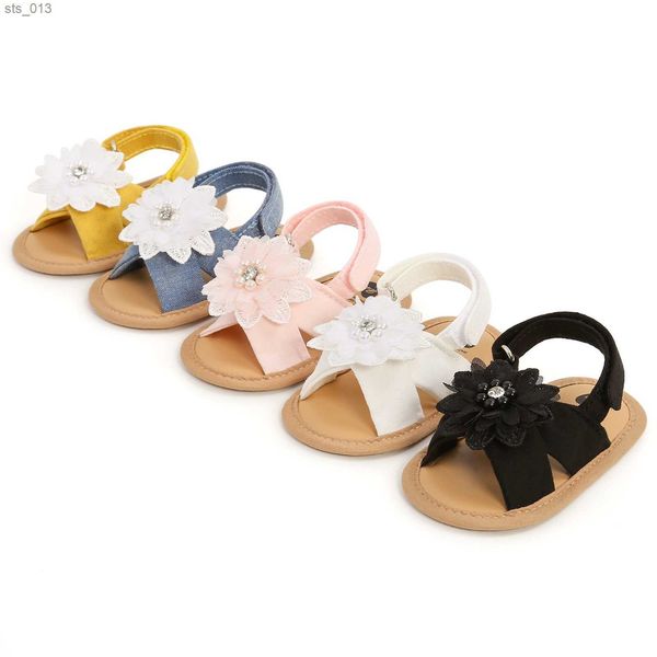 

citgeett summer infant baby girls princess sandals flower soft sole walking shoes foot wear l230518, Black