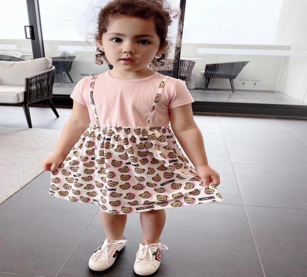 

baby dresses underwear bear print infant party dress summer kids baby girls cotton clothes baby birthday party decor clothing7565461, Red;yellow