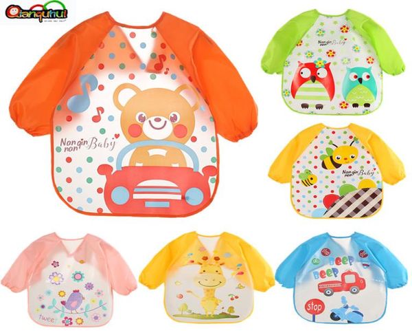 

cute baby bibs waterproof long sleeve apron children feeding smock bib burp clothes soft eat toddler baberos bavoir clothing1557430