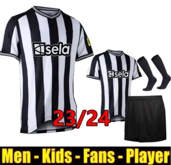 

new bruno g. 23 24 soccer jerseys wilson isak nufc home joelinton trippier 2023 2024 football shirt maximin men kids sets almiron wilson fan, Black;yellow