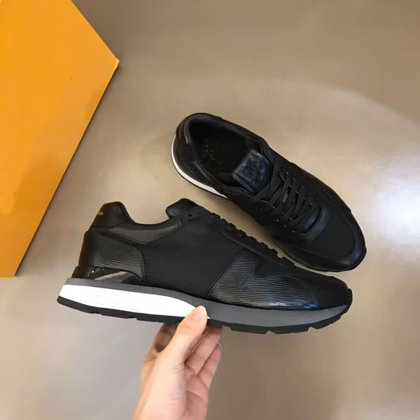 

italy brand 2023s/s run away sneakers shoes retro leather platform trainers retro-inspired rubber sole men women party wedding comfort skate, Black