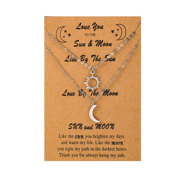 

antique silver moon and sun pendant necklace for lovers gift