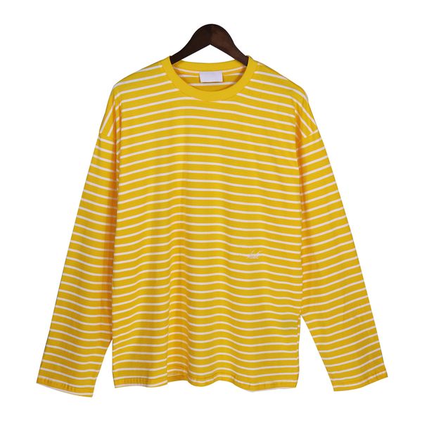 

men's designer t-shirts logo printed high street loose bottomed shirt striped long sleeved t-shirt, White;black