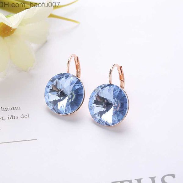 

charm 2021 new round stone earrings 14mm austrian rivoli crystal gold wedding gift for female graduate teachers z230706, Golden