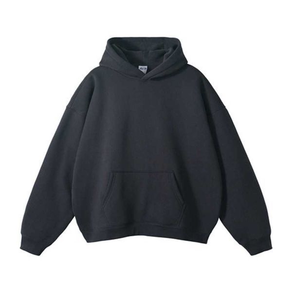 

men's hoodies cotton zip up solid color plush oversized hooded sweater for men and women's autumn winter baggy sports outwear no76, Black