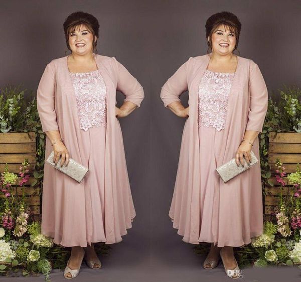 

plus size mother of the bride dresses with jacket chiffon a line lace evening gowns knee length wedding guest dress 6813794, Black;red