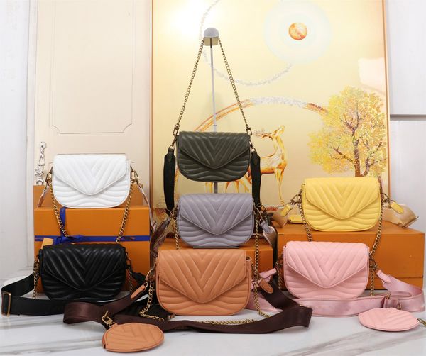 

luxury shoulder bag new wave designer chain cross body bag multi pochette genuine leather handbag for women lady messenger bags round coin p
