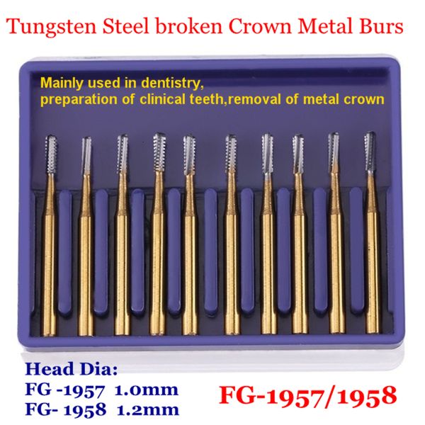 

other oral hygiene 10pcs high speed dental tungsten steel carbide burs crown metal cutting fg 1957 1958 dentistry dentist tools 230704