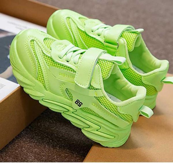 

autumn children kids mesh breathable neon green white sneakers for boys girls school hip hop sneakers sports running shoes new h086551782, Black;red