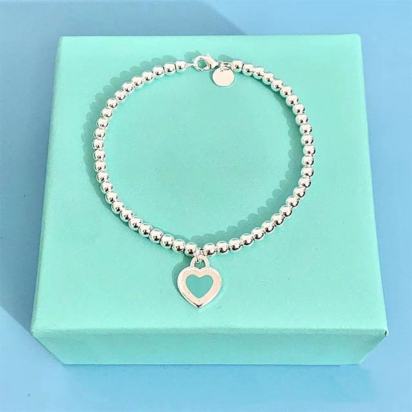 

designer jewelry bracelet mens 925 sterling silver love heart bracelets original classic t beaded chain tag bracelet gold women design jewel, Black