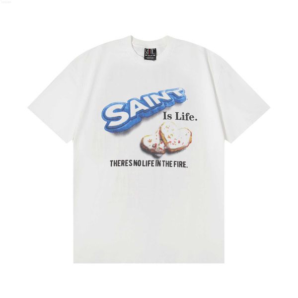 

men's tshirts saint micheal american fashion street love graffiti print casual loose round neck short sleeve tshirt for men and women m, White;black