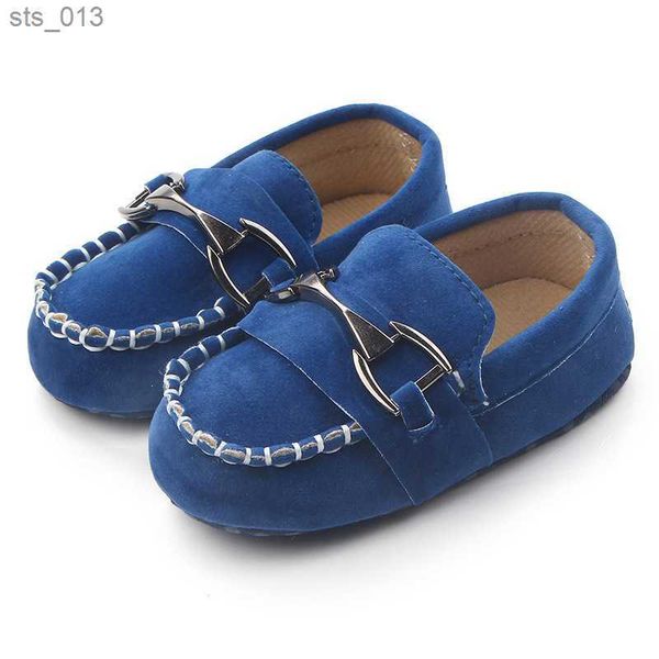 

baby boy shoes anti-slip first walkers toddler iron buckle frosted leather peas shoes for infant newborn rubber sole moccasins l230518, Black