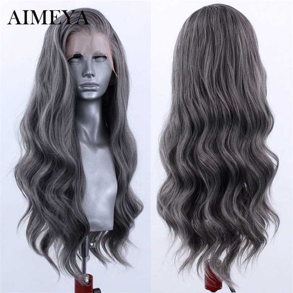 

dark grey synthetic lace wigs for black women natural wave synthetic wig lace front wig high temperature cosplay wigs 230524, Black;brown