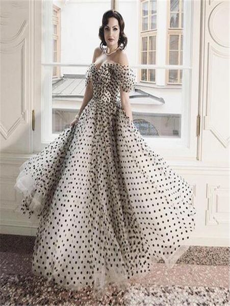 

vintage polka dots tulle wedding dresses bridal ball gown 2021 sweetheart off the shoulder floorlength ruched long engagement dre7550471, White