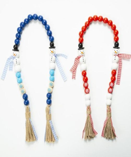 

wall decor christmas snowman wood bead garland decorated tassel farmhouse beads party favor decorations m38052122769