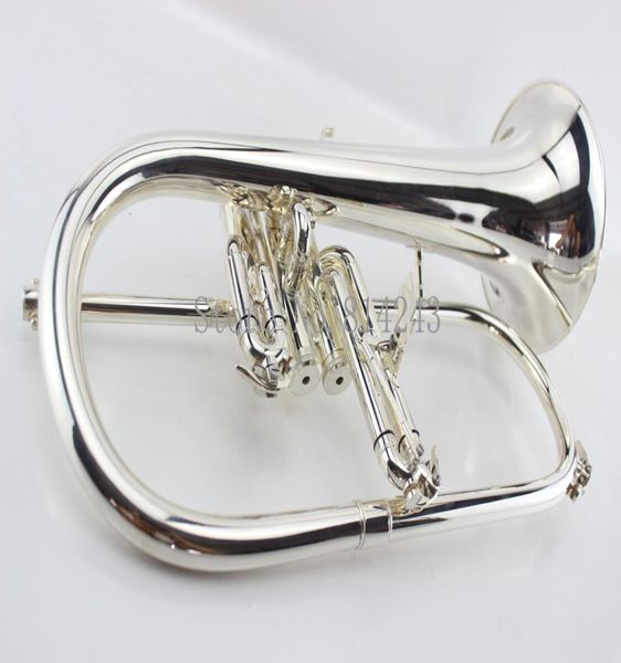 

american bach flugelhorn brass silver plated b flat bb trumpet musical instruments trompete horn with case 5527186