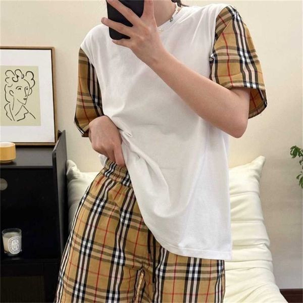 

mens t shirt designer for men womens shirts fashion spliced plaid tshirt with letters casual summer short sleeve man tees woman clothing lsi, White;black