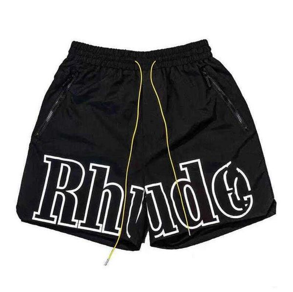 

men's t-shirts shorts rhude 22 summer new high street fashion sunset letter print color contrast sporty casual loose, White;black
