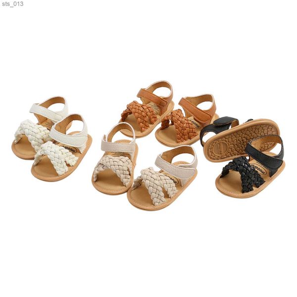 

citgeett summer infant girls sandals solid color soft sole walking shoes for toddler newborn baby l230518, Black