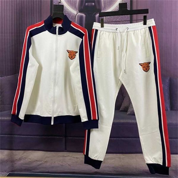 

mens designer tracksuits hooded suit lateral fringe leisure jacket sports blue white splice men front zipper pocket sweatshirts long sleeves, Gray