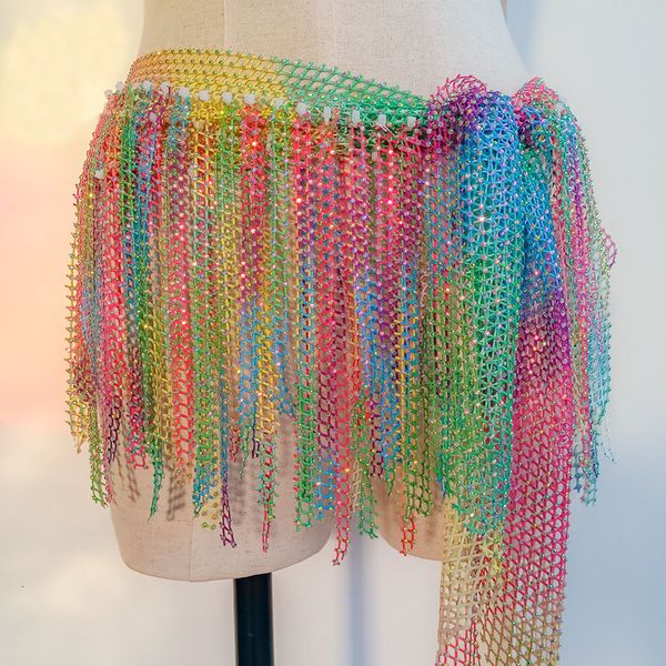 

skirts 12 colours belly dance bing senior hip scarf belt waist skirt wrap tassel sequin dancing halloween costume 230705, Black