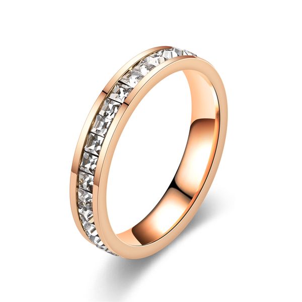 

fashion new ring small square diamond circle drill full diamond ring, Silver