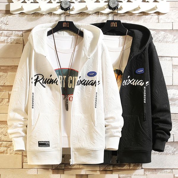 

mens hoodies sweatshirts men hoodies letter print streetwear zip pullover harajuku japan style long sleeve sweatshirt jacket hoodies men 5xl, Black