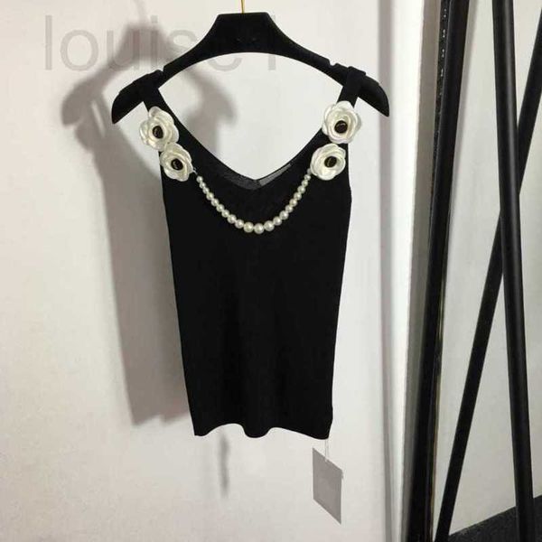 

women's tanks & camis designer 23ss brand women vest knit flower pearl camisole slim summer womens clothes a1 aa49, White