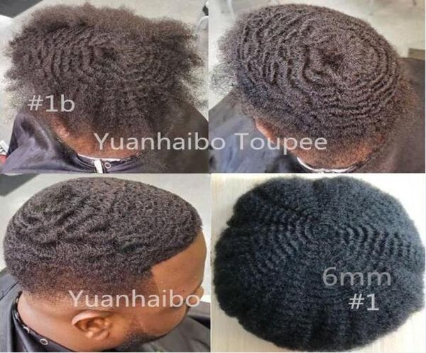 

mens wig 6mm afro wave full lace toupee black 1b indian virgin human hair replacement for black men fast express delivery3512833