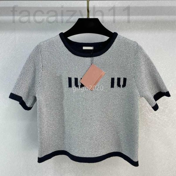 

women's t-shirt designer 2023 ss wool tee knits designer with letter pattern milan runway crop t-shirt clothing high end custom elasti, White