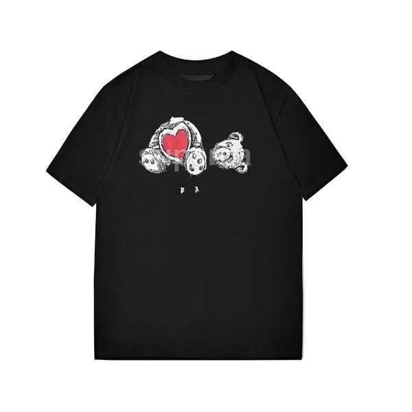 

men's tees polos round neck embroidered and printed polar style summer wear with street pure cotton palmes broken bear oversized athlei, White;black