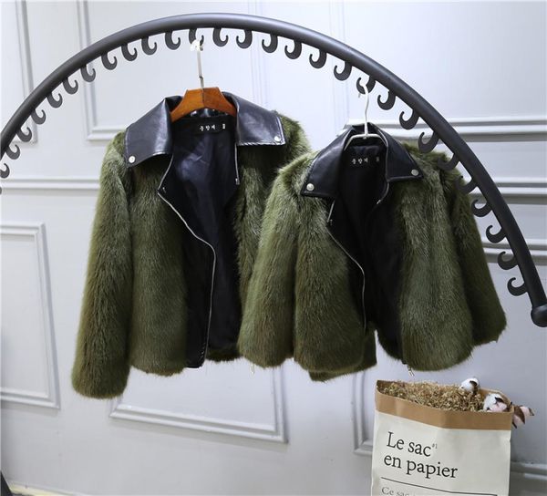 

07t kids fur coat jacket imitation fox artificial fur grass plush leather fake winter baby girl clothes b2876832842, Blue;gray