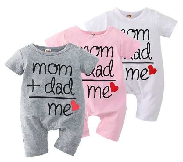 

summer baby girl boy romper short sleeve jumpsuit newborn baby clothes letter print mon dad equal to meinfant outfits8475924, Blue