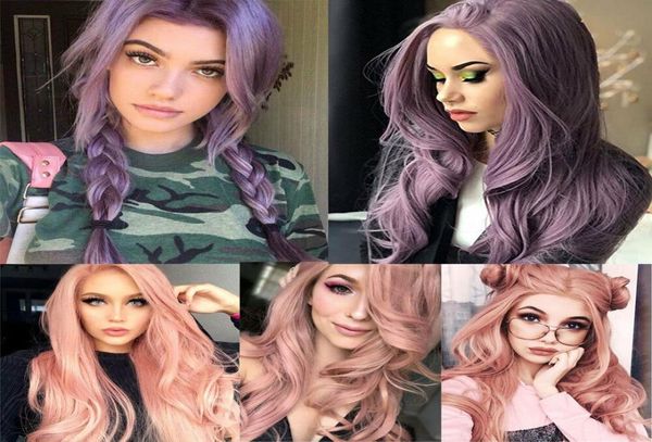 

long wavy cosplay wig puprle pink high density temperature synthetic wig for blackwhite women glueless wavy cosplay hair wig5337107, Black