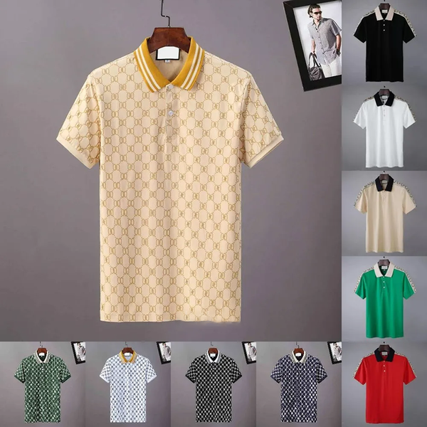 

mens polos shirt summer stripe t-shirts designer polo shirt men luxury polos casual mens t shirt letter print fashion high street man tee co, White;black