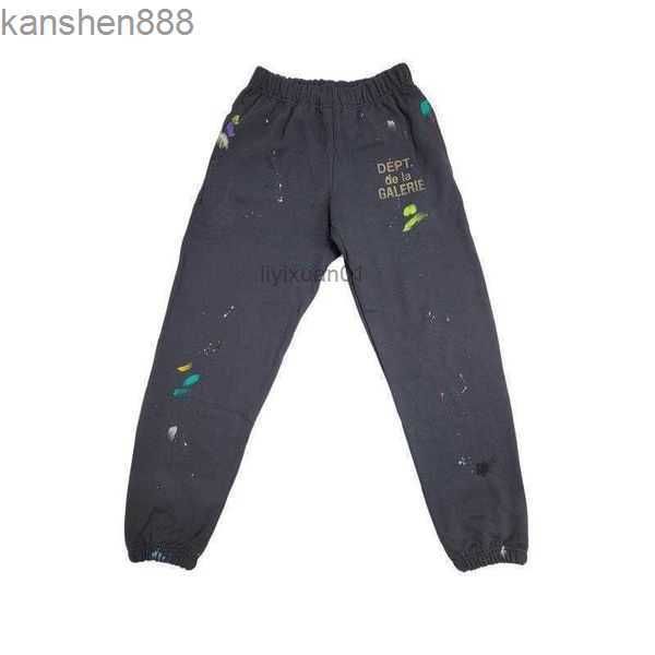 

men's pants galleries dept designer sweatpants sports 7216b painted flare sweat pant ink splashing hand-painted graffiti high street lo, Black