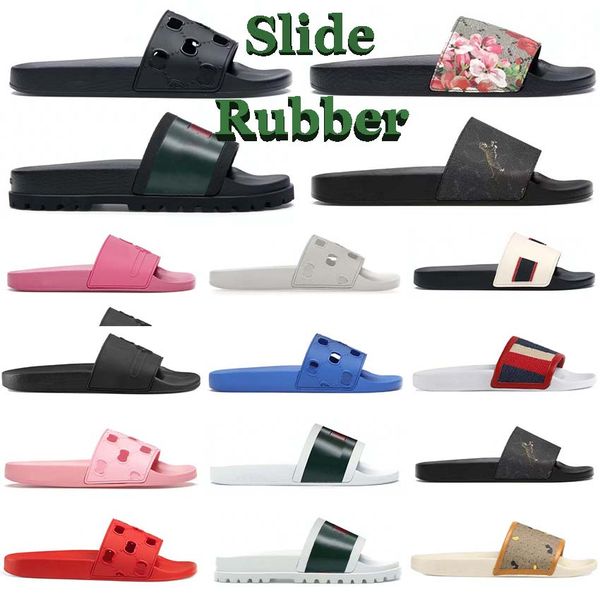 

classics sandals slippers women rubber fashion sandal men women blooms floral slipper flat shoes slide bee designer sandal dust bag, Black