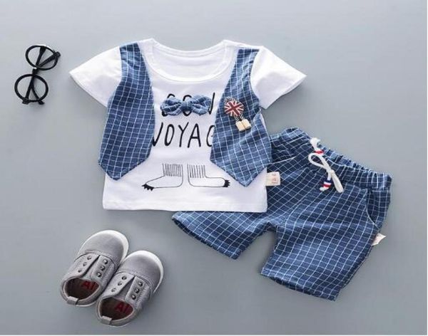 

2019 spring and autumn style infant clothes baby clothing sets boy cotton short sleeve 2pcs suit baby boy cotton kids clothes desi6285114, White