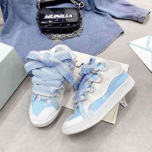 

men's and women's lace-up sneakers embossed leather curb sneakers calfskin rubber napa platform sole designer mesh casual shoes.