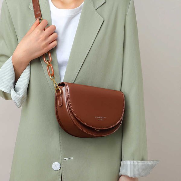

viney bag women's bag new crossbody bag fashion genuine leather small bag fashion one shoulder saddle bag