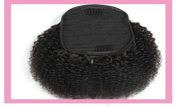 

brazilian virgin hair 100glot ponytails afro kinky curly 822inch natural color 100 human hair ponytail5471445, Black