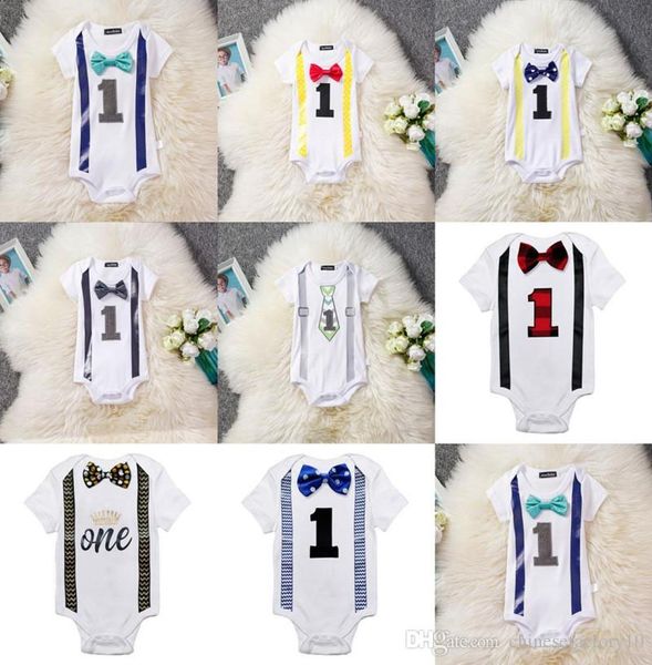 

newborn baby boys girls romper with bow ties short sleeves summer rompers toddlers jumpsuits 10 pcs 1 t8073321, Blue