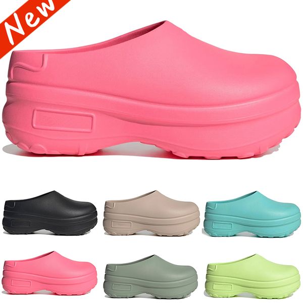 

2023 women platform slides slippers designer adifom stan smith mule chef shoes sandals aqua lucid pink outdoor indoor slipper womens, Black