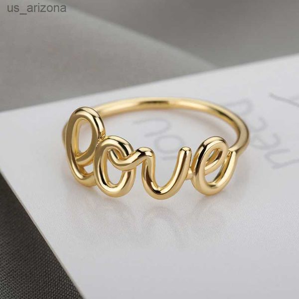 

romantic letter love ring for women geometric creative finger rings engagemen wedding couple stainless steel jewelry gift l230620, Silver