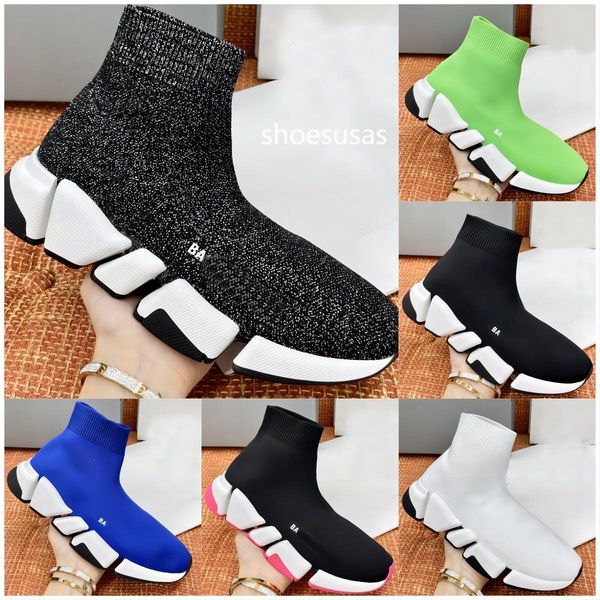 

speed 2.0 sneaker boots designer women men recycled kni elastane shoes quality breathable comfortable fashion boot, Black