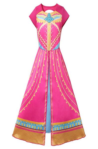 

new style jasmine red new dress aladdin princess fancy costumes baby girl gorgeous print arab performance clothing children party 4050089, Red;yellow