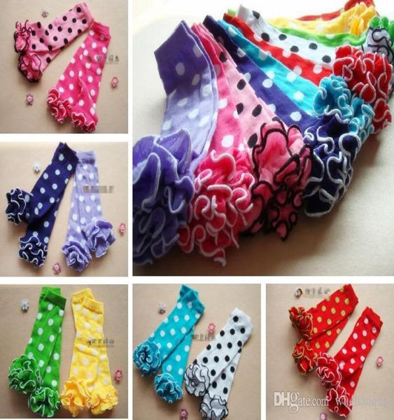 

2018 babys kid ruffle leg warmers infant cotton dot ruffle leg warmer kids ruffle leggings toddler knee pads 10colors choose l3570520, Pink;yellow