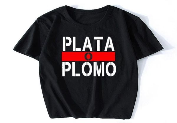 

boys tee summer new brand plata plomo t shirts men narcos pablo escobar silver or lead tshirt cotton hip hop o neck tees ltfoq9051555, Blue