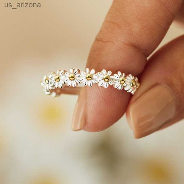 

vintage daisy rings for women cute flower ring adjustable open cuff wedding engagement rings female jewelry bague l230620, Silver
