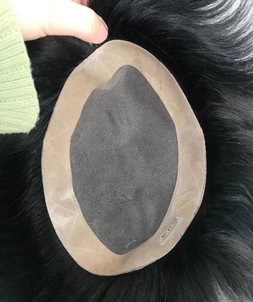 

indian human hair black and brown color natural wave 10quotx8quot men039s toupee hair pieces 120 density 3 mono lace with7261397